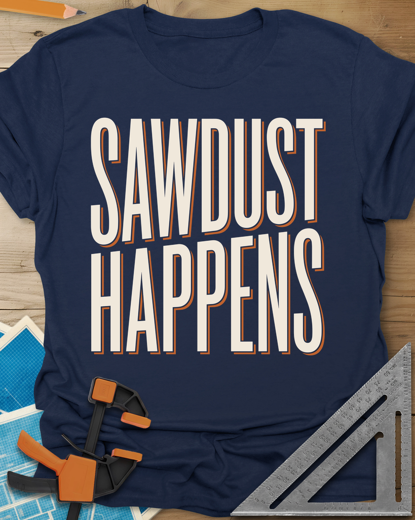 Sawdust Happens Tee — navy