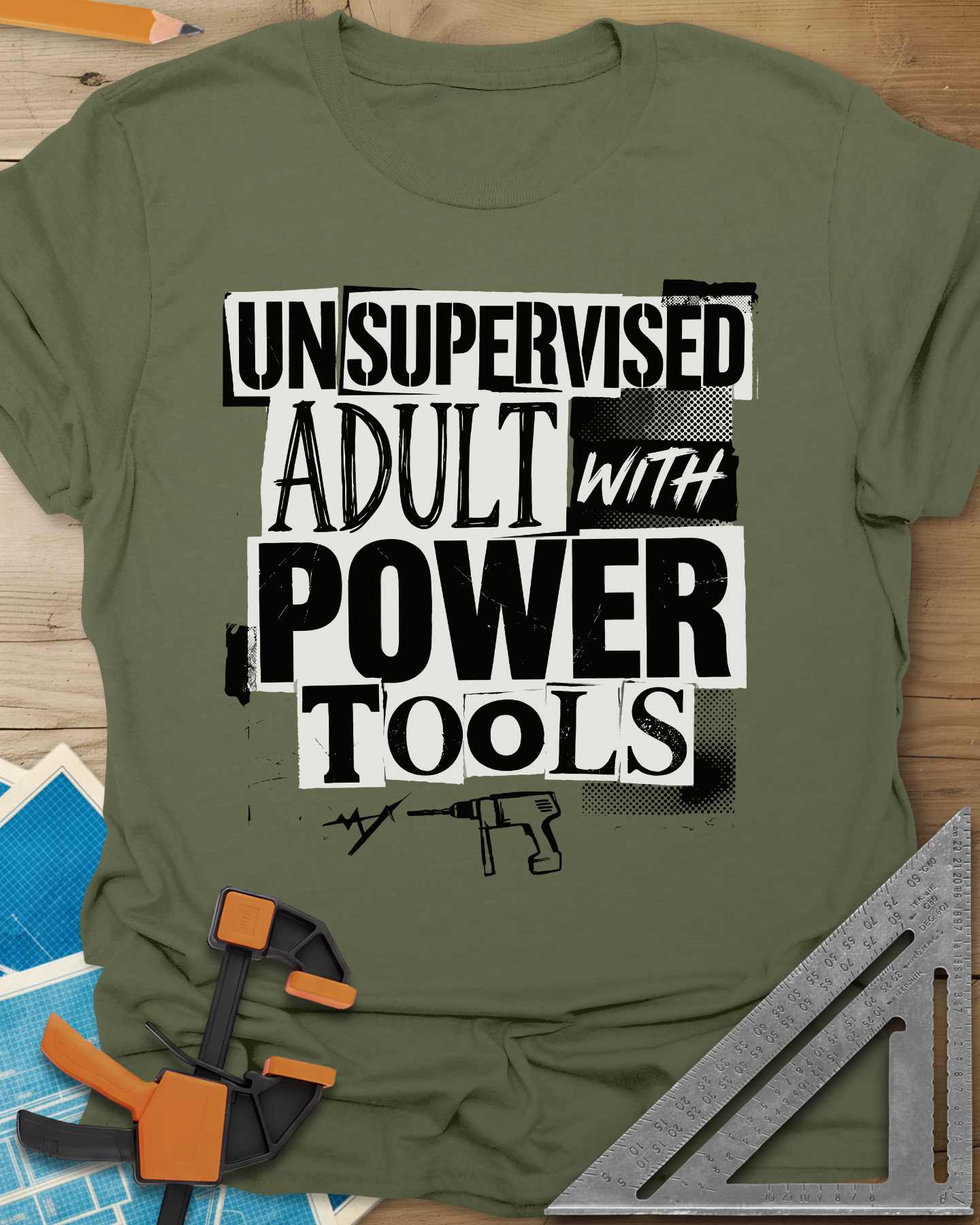 Unsupervised Adult Power Tools Humor Tee