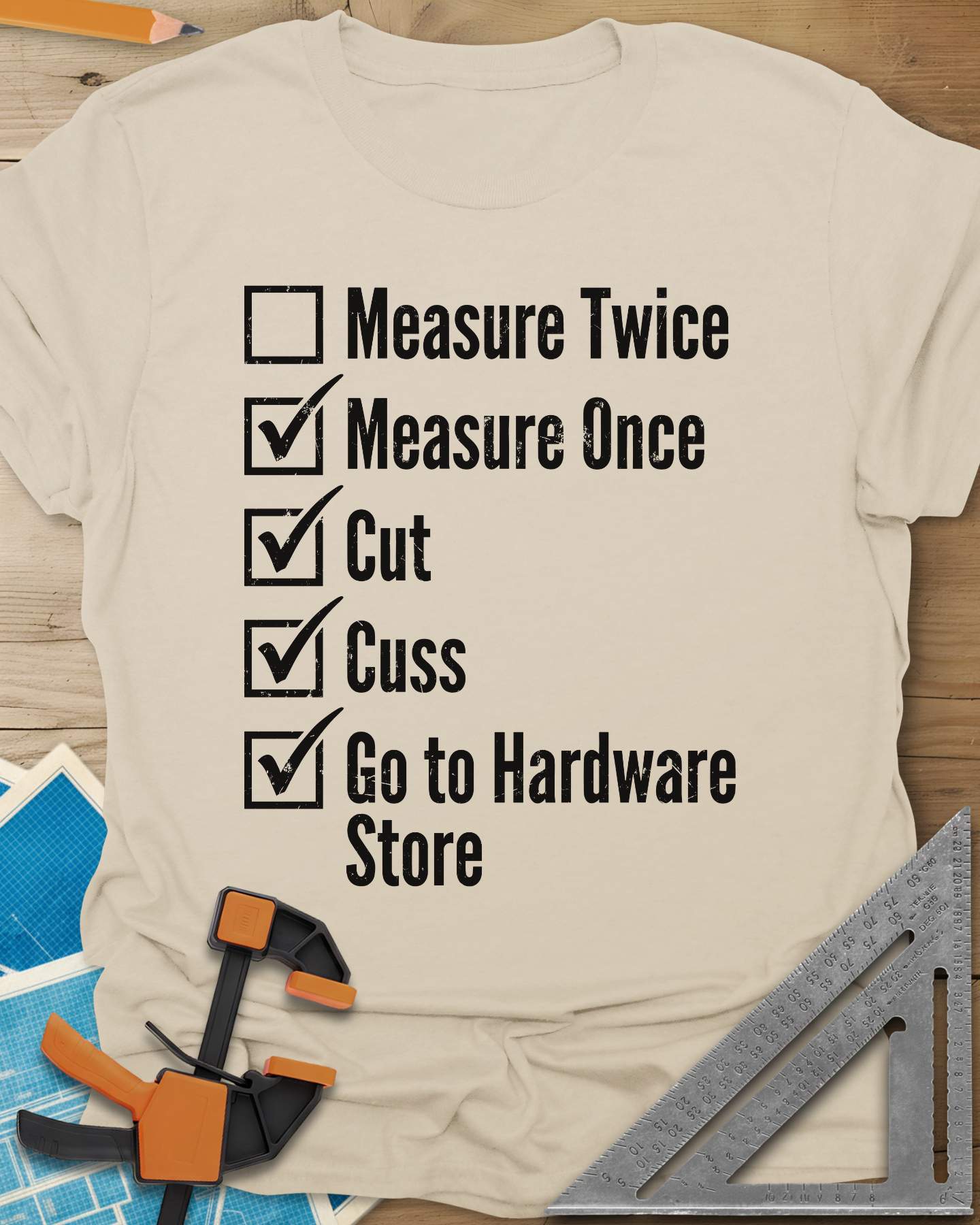 Measure Twice Checkbox Tee