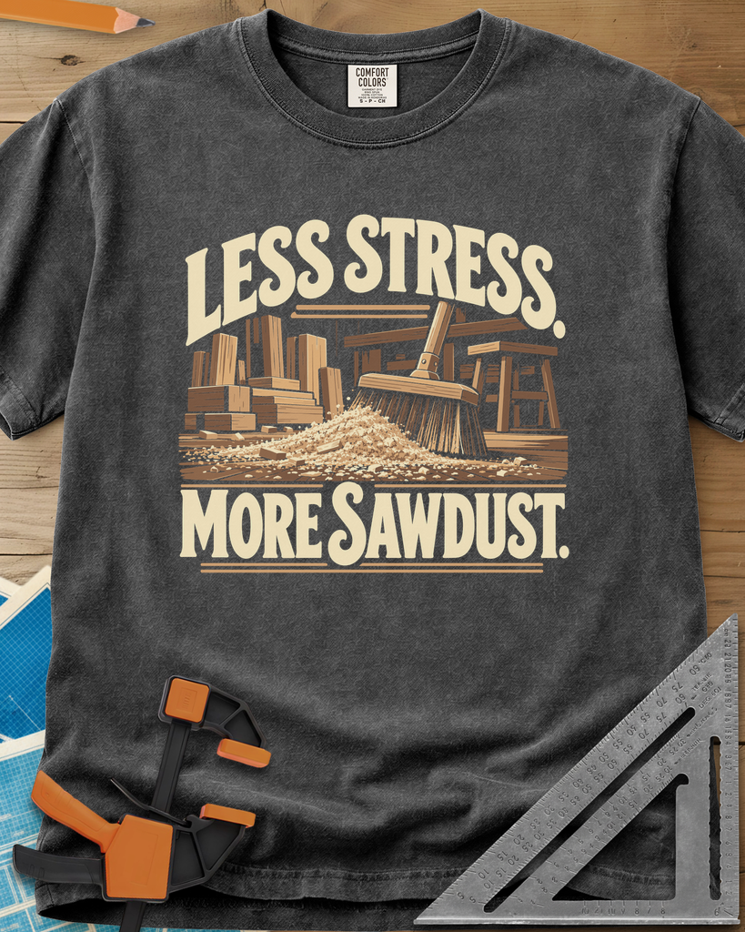 Less Stress - Premium Heavyweight Tee — pepper