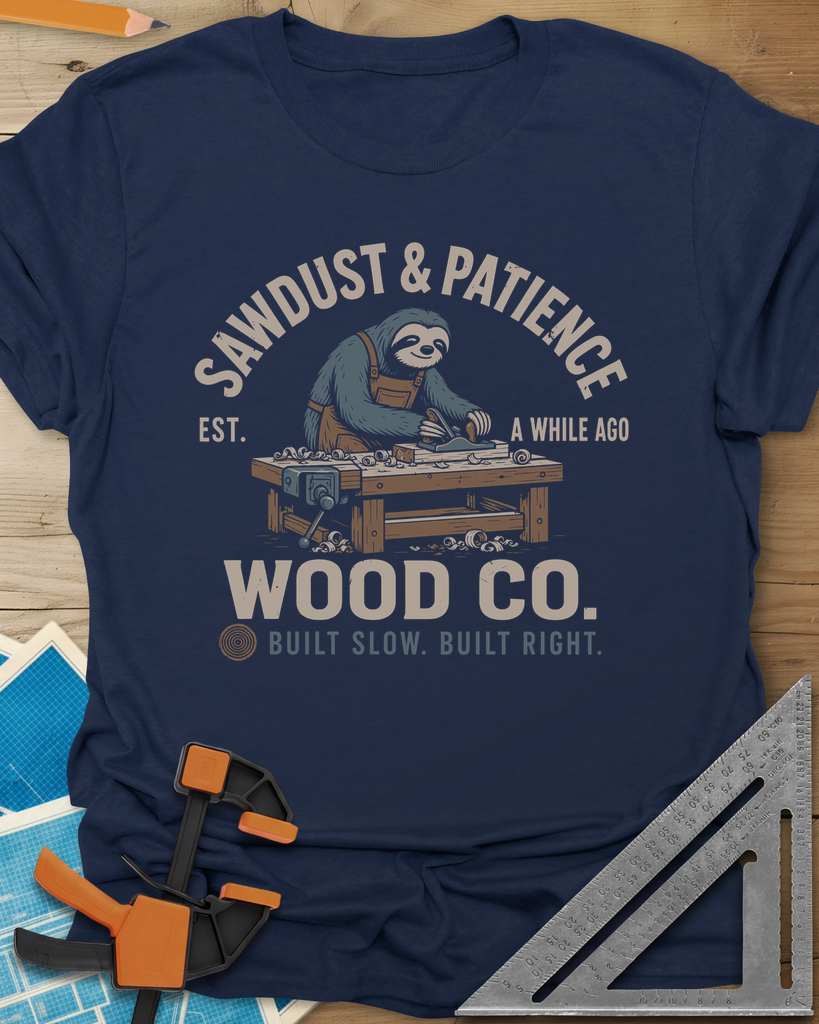 Sawdust & Patience Tee — navy