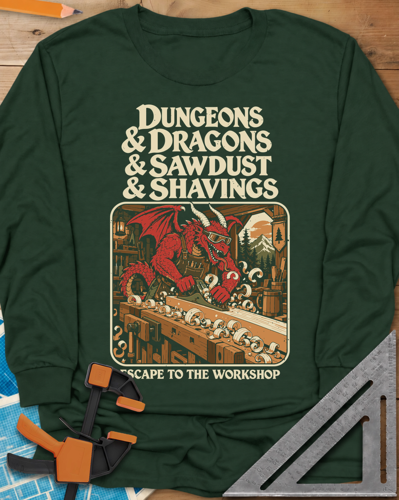 Escape To The Workshop Long Sleeve Tee — forest_green