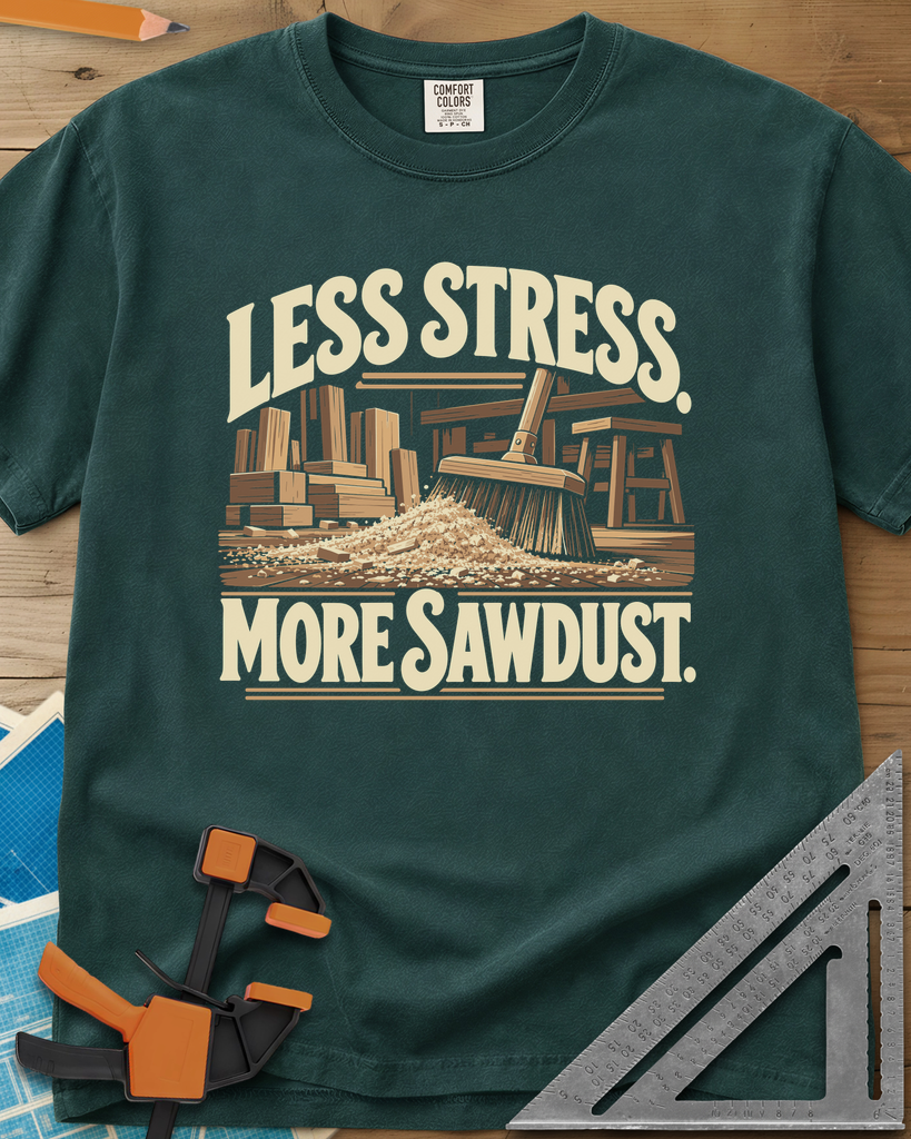 Less Stress - Premium Heavyweight Tee — blue_spruce
