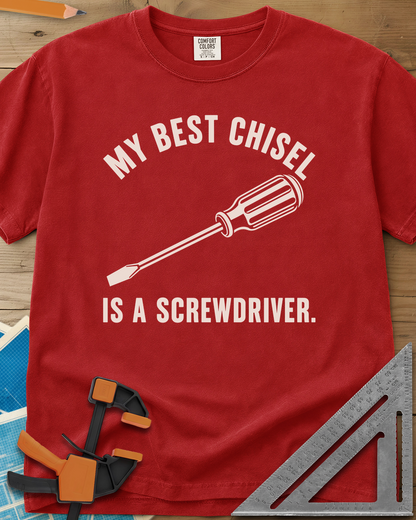 Chisel Screwdriver - Premium Heavyweight Tee — red