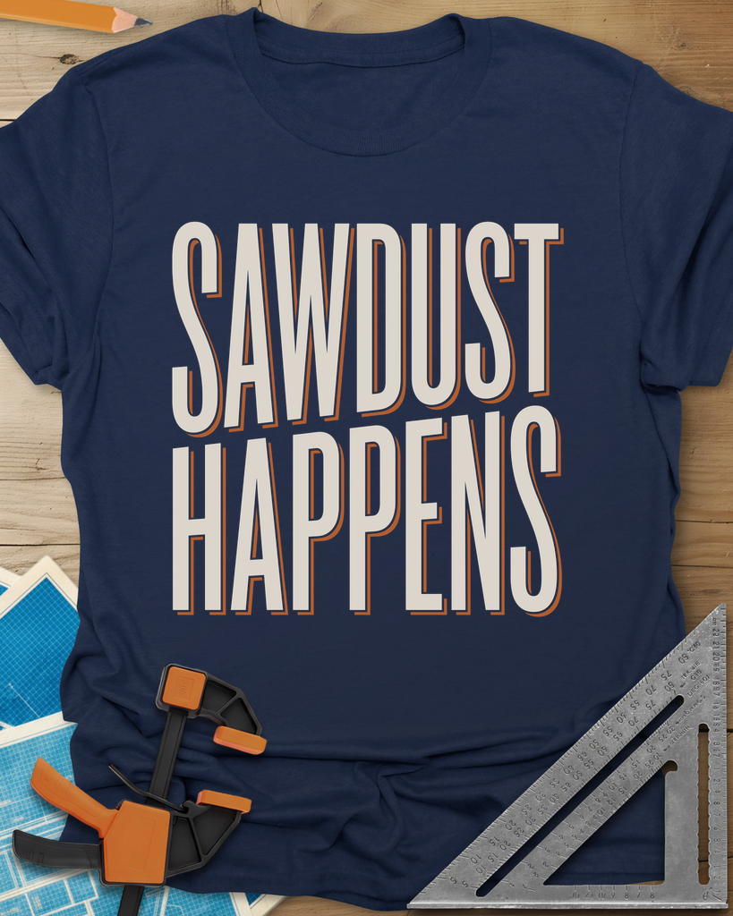 Sawdust Happens Tee — navy