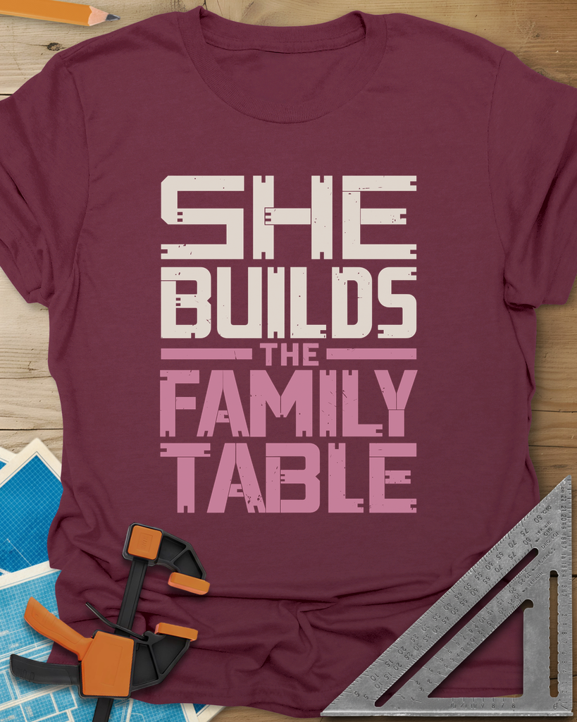 Family Table Tee — maroon