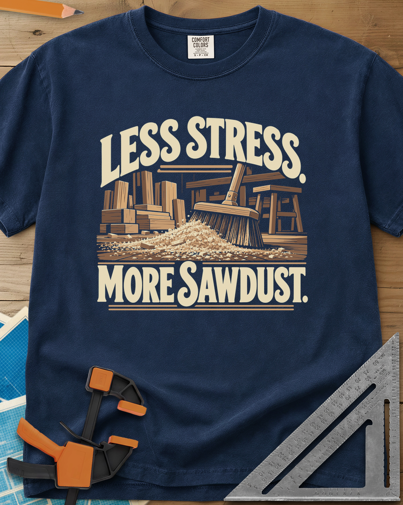 Less Stress - Premium Heavyweight Tee — navy