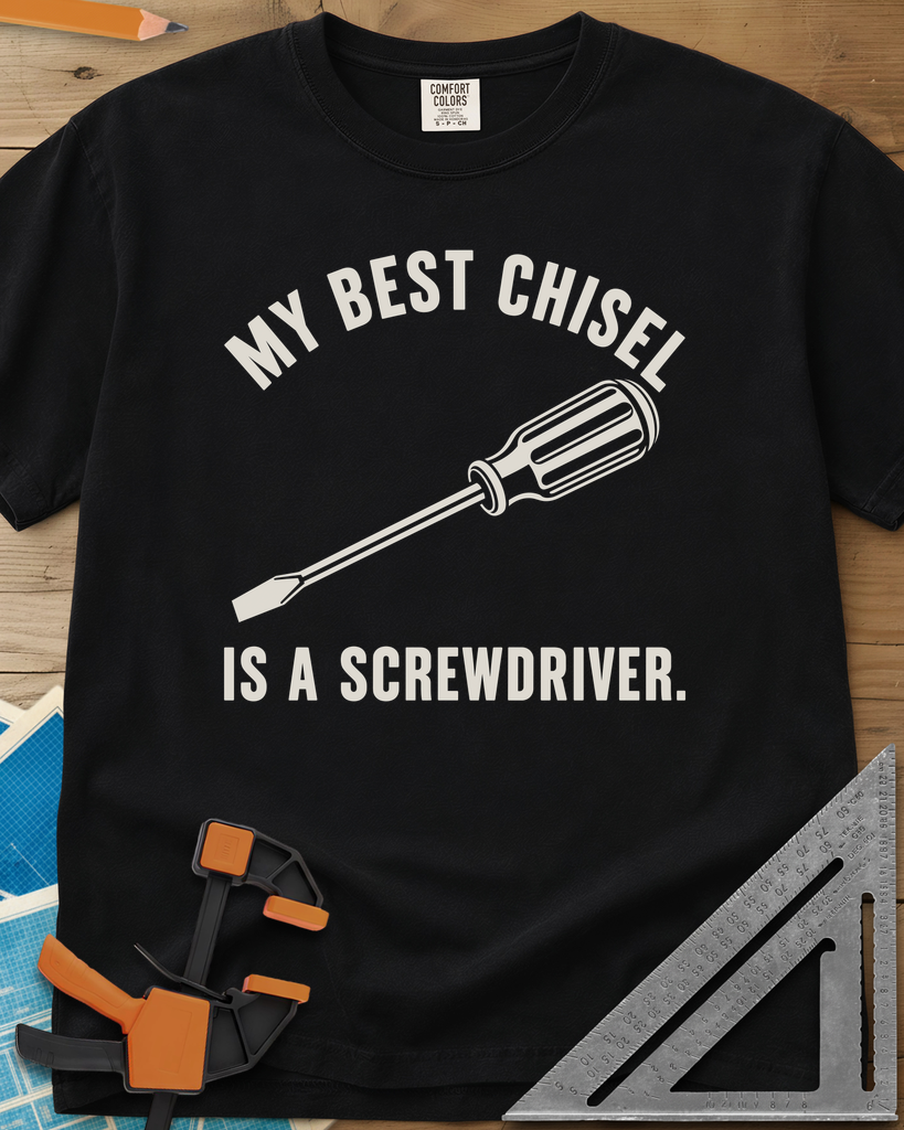 Chisel Screwdriver - Premium Heavyweight Tee — black