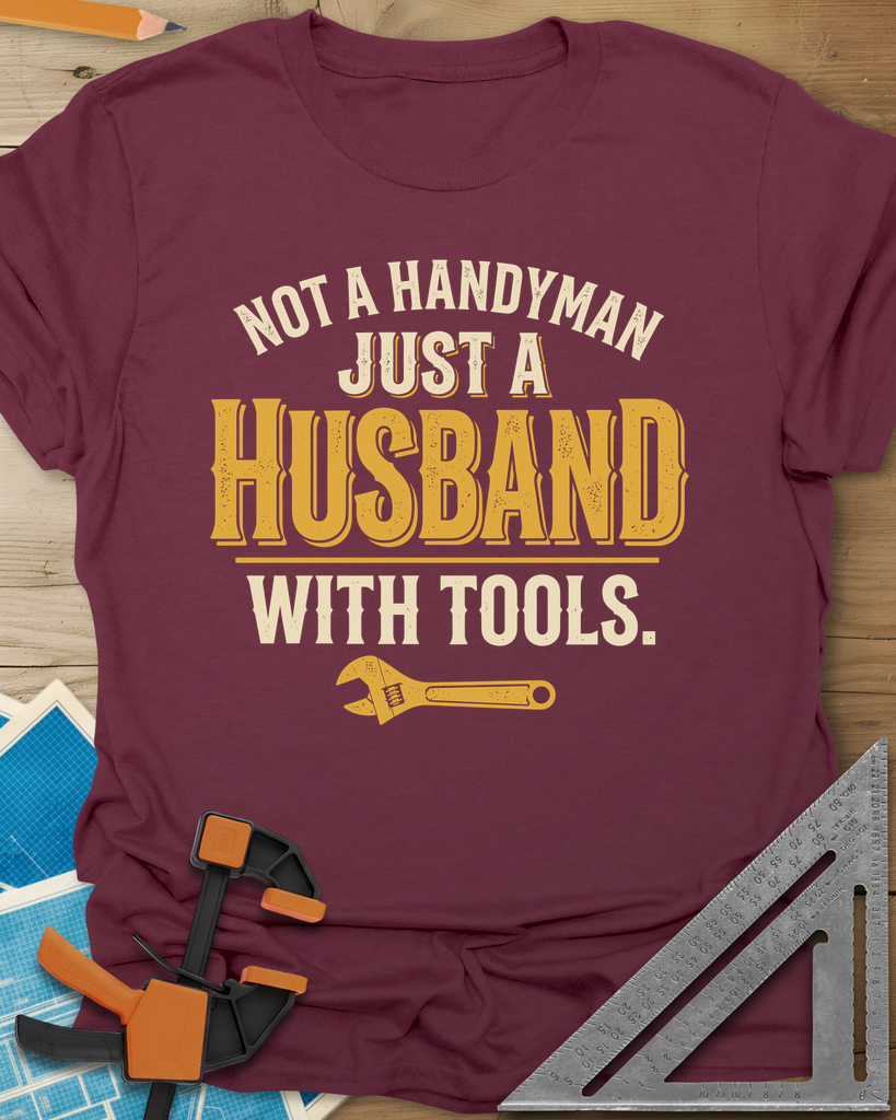 Husband With Tools Tee — maroon