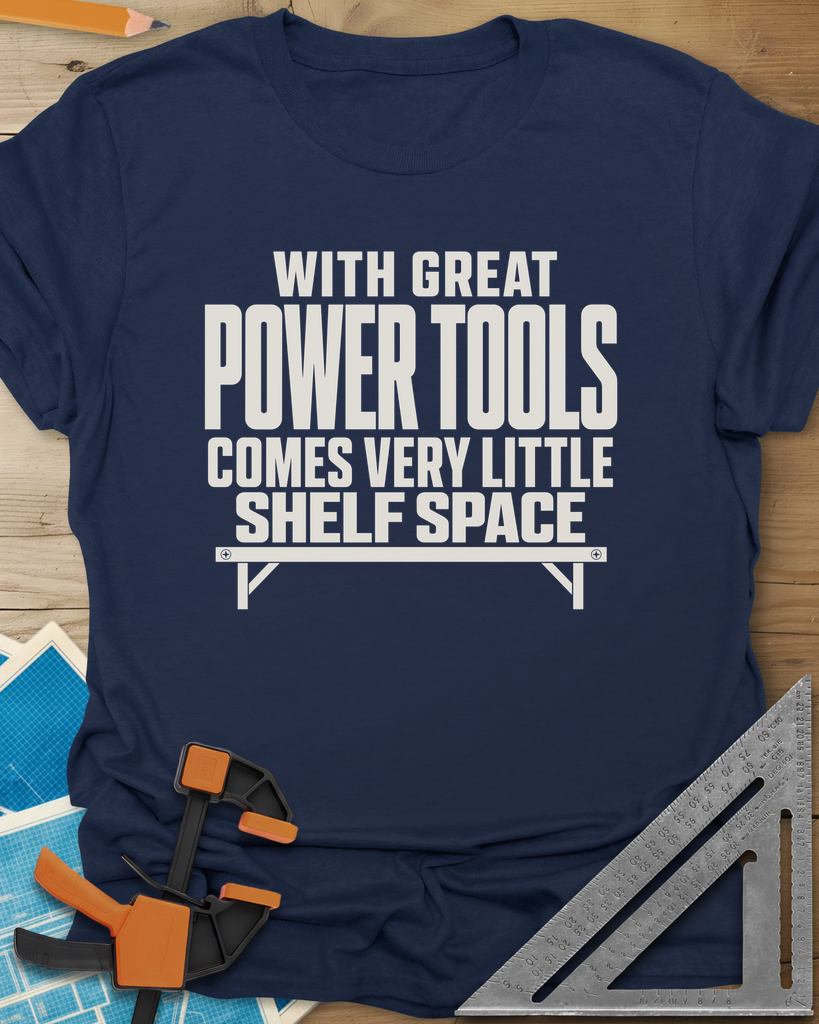 With Great Power Tools Tee — navy