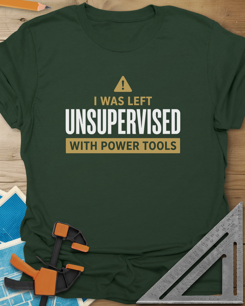 Left Unsupervised With Power Tools Tee — forest_green