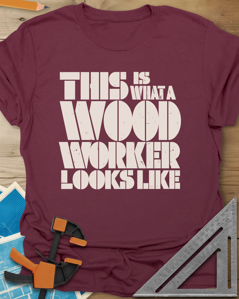 Woodworker Looks Like Tee — maroon