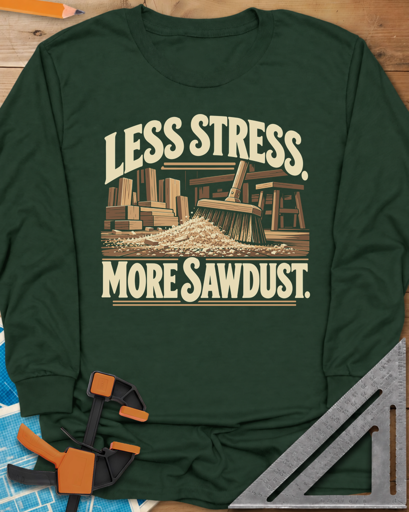 Less Stress Long Sleeve Tee — forest_green