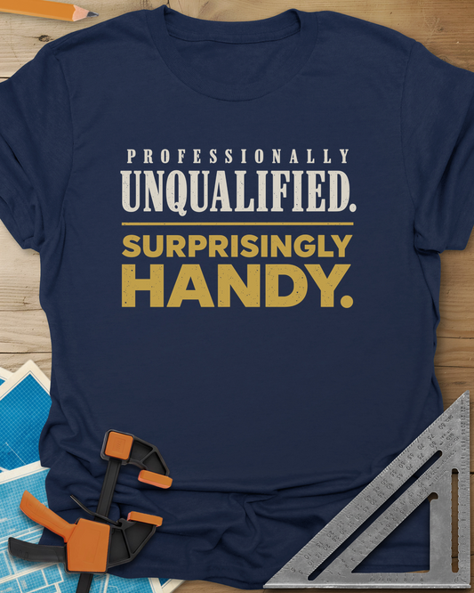 Unqualified & Handy Tee — navy