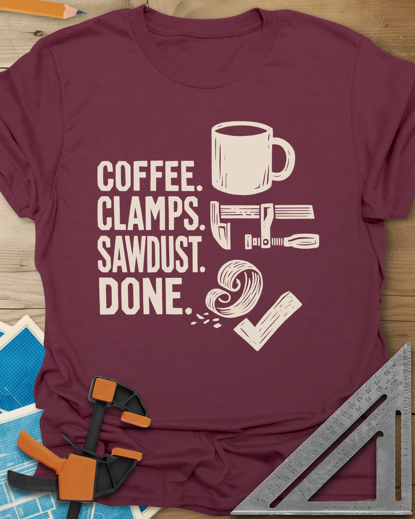 Coffee Clamps Tee — maroon