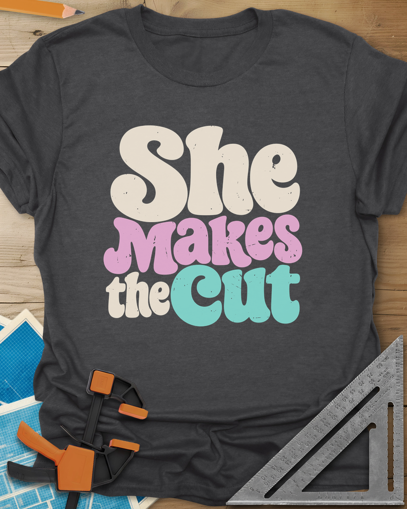 She Makes The Cut Tee — dark_heather_grey