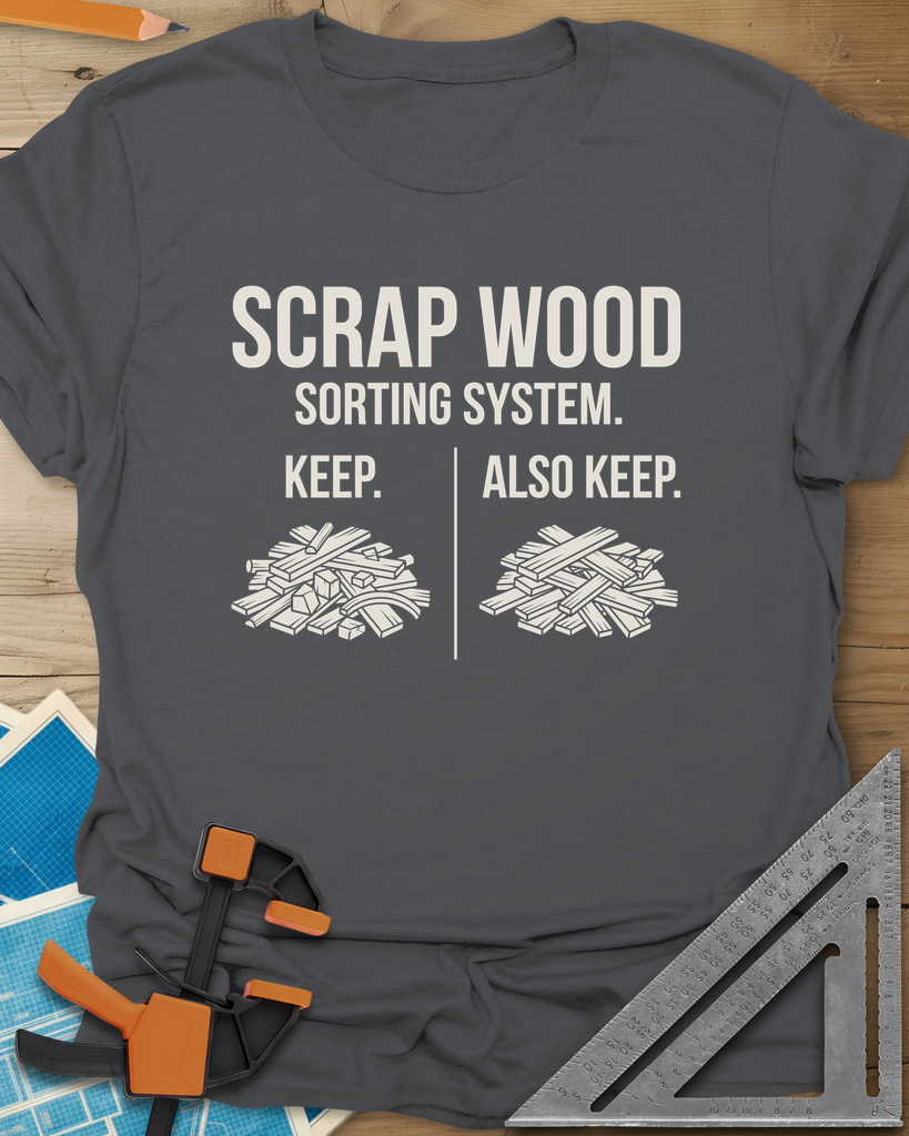 Scrap Wood Sorting System Tee — charcoal