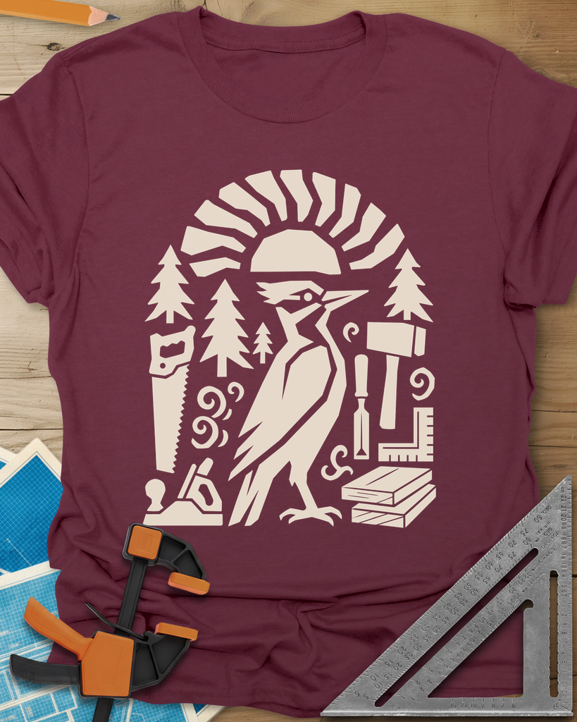 Woodpecker Craft Tee — maroon