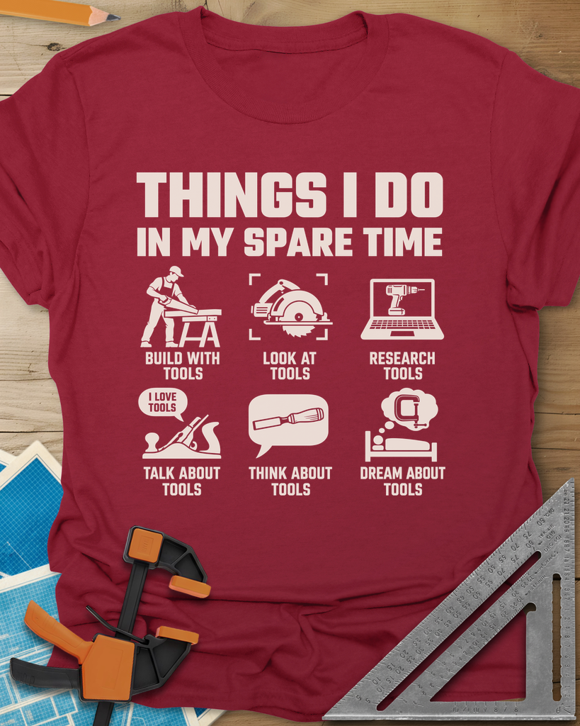 Spare Time Tools Tee — cardinal_red