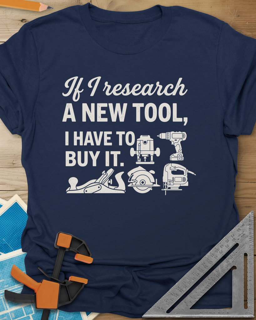 Research & Buy Tee — navy