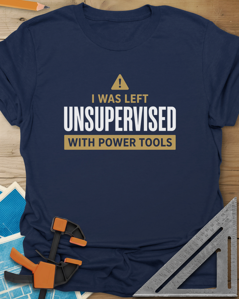 Left Unsupervised With Power Tools Tee — navy