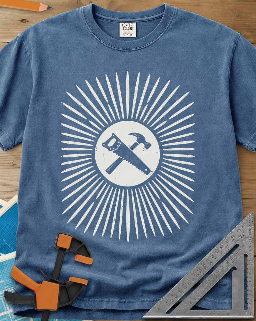 Saw & Hammer - Premium Heavyweight Tee — blue_jean
