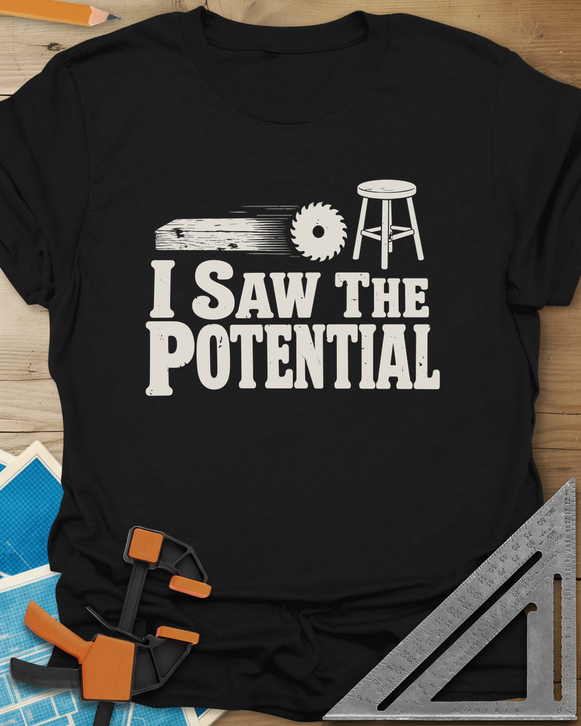Saw The Potential Tee — black