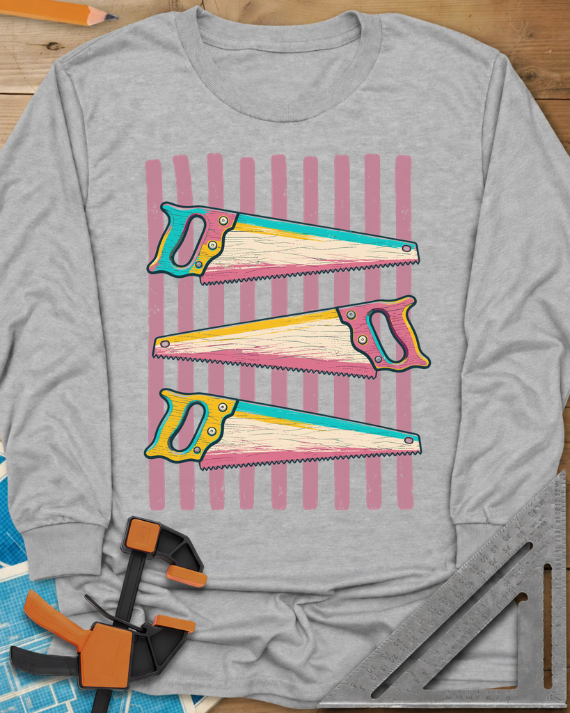Colorful Saws Long Sleeve Tee — sport_grey