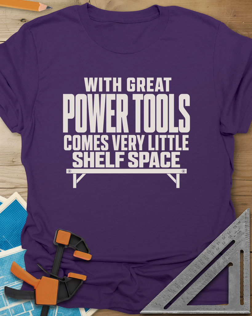 With Great Power Tools Tee — purple