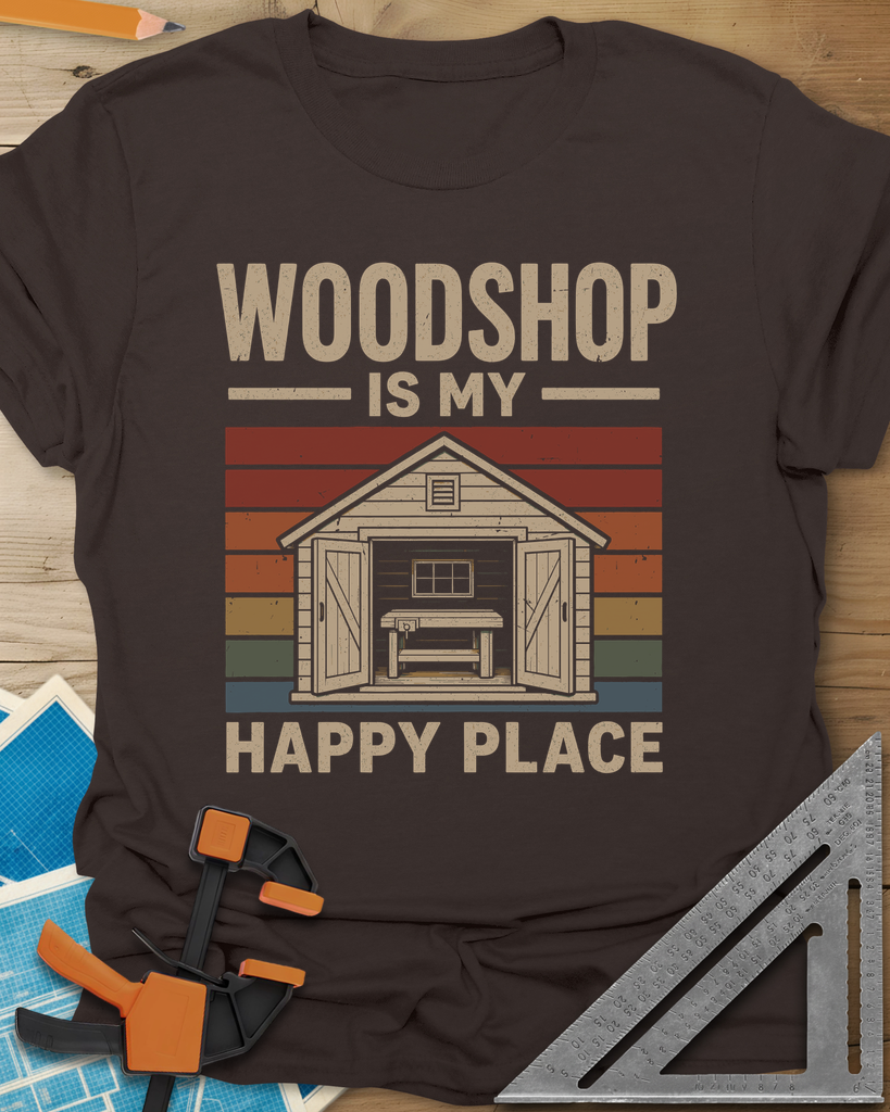 Woodshop Happy Place Tee — dark_chocolate
