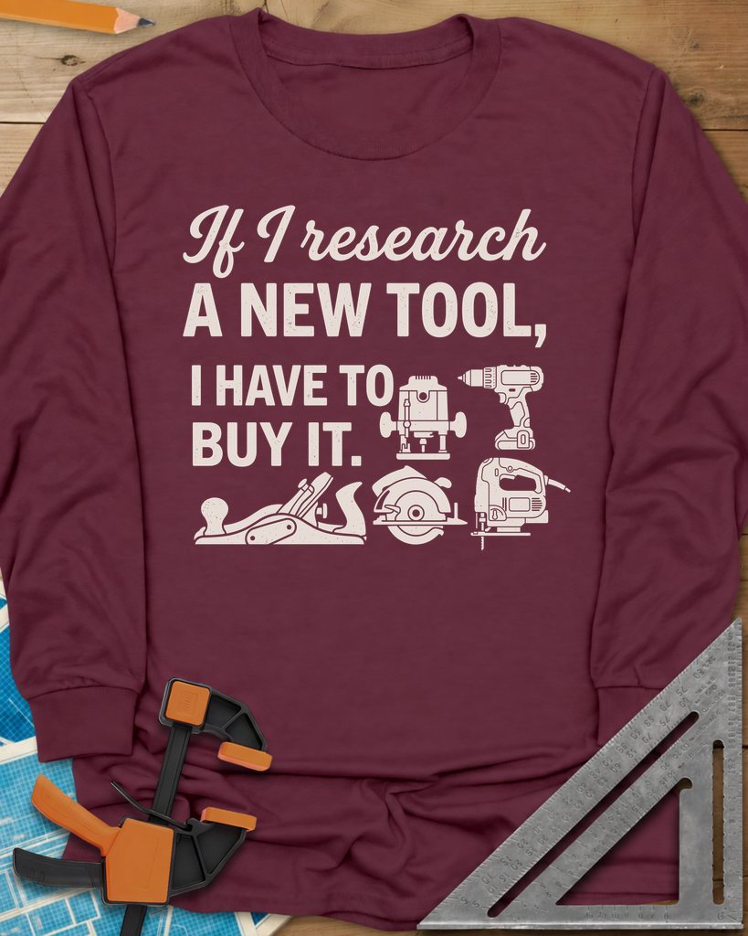 Research & Buy Long Sleeve Tee — maroon