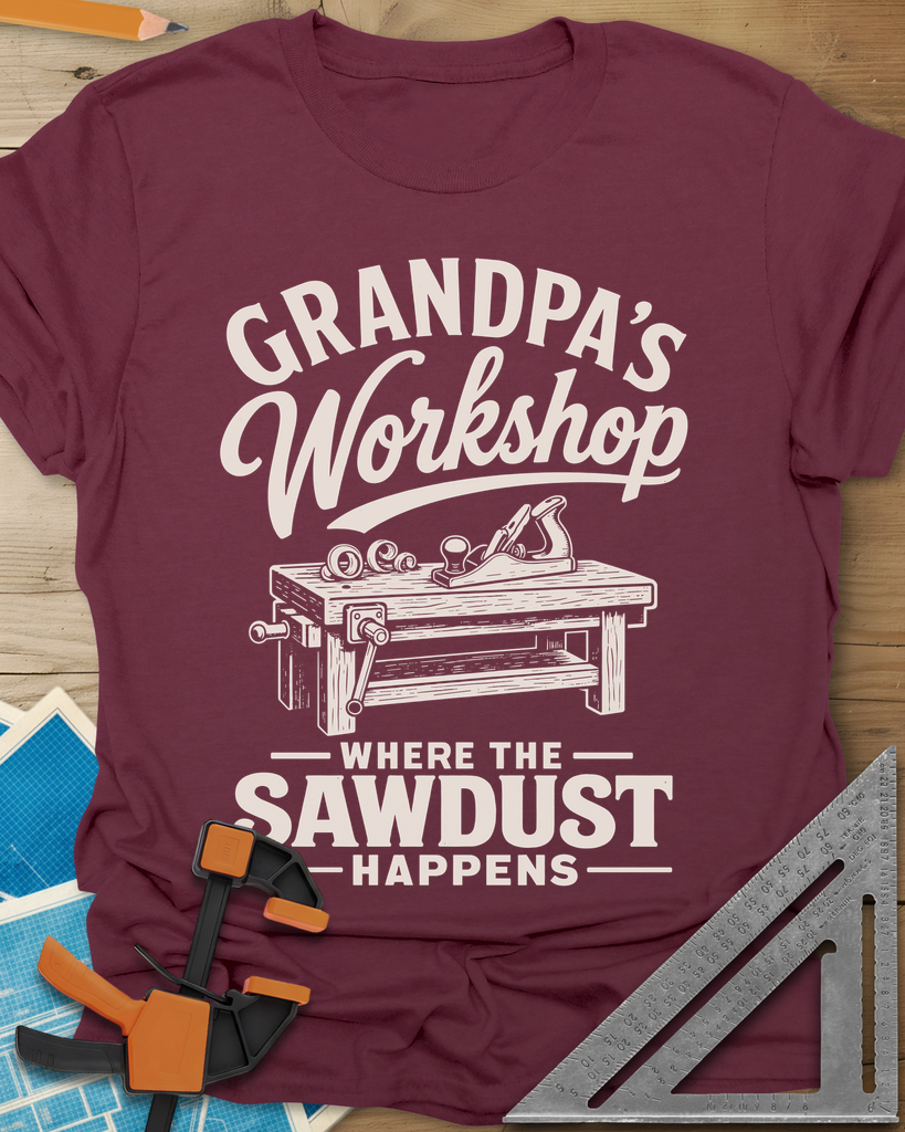 Grandpa'S Workshop Tee — maroon