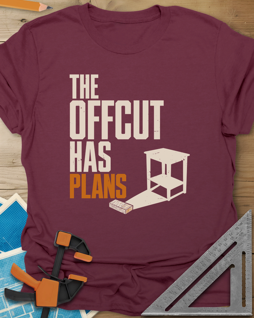 Offcut Plans Tee — maroon