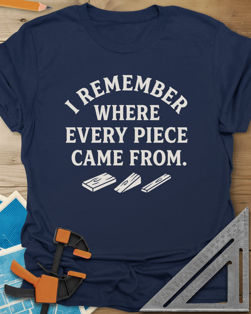 I Remember Where Every Piece Came From Tee — navy