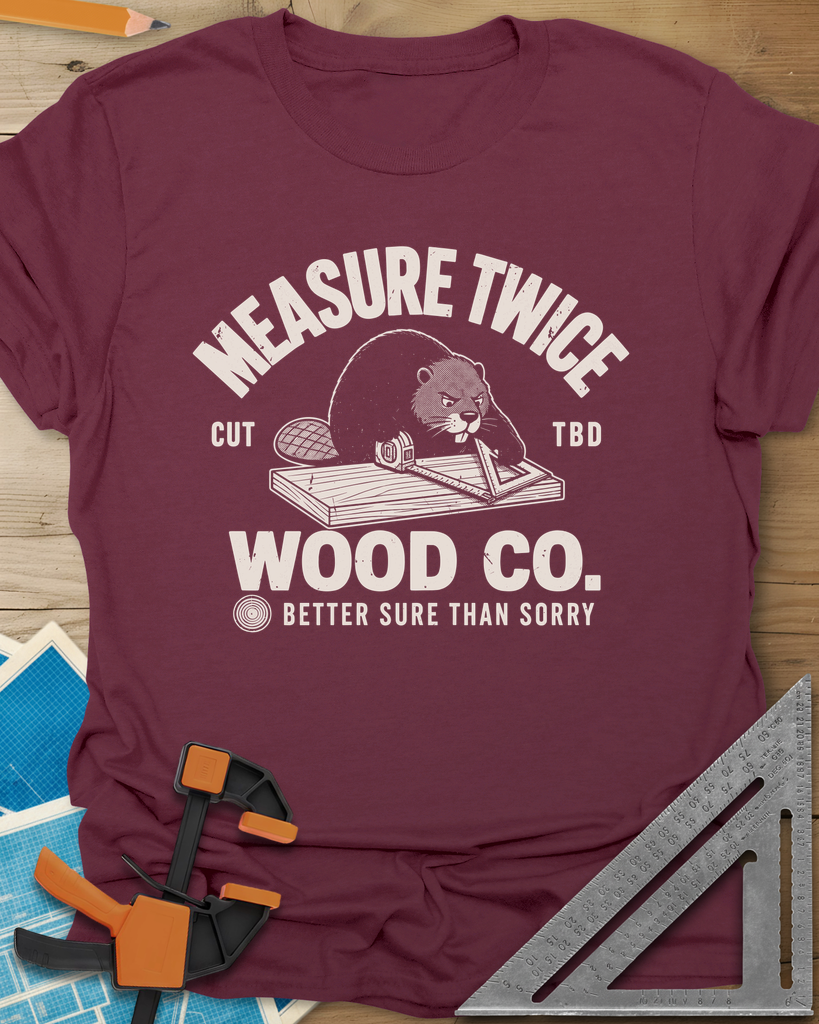 Measure Twice Tee — maroon