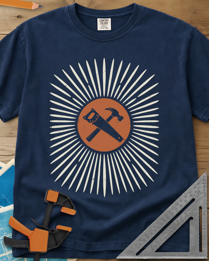 Saw & Hammer - Premium Heavyweight Tee — navy