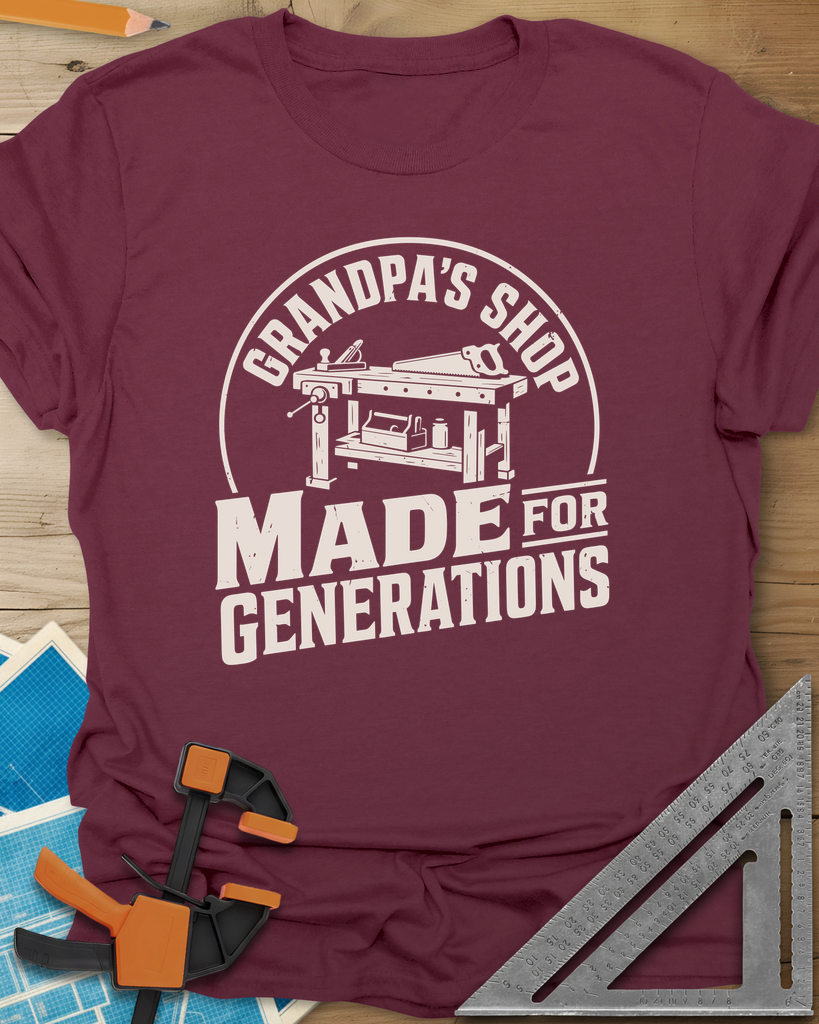 Grandpa'S Shop Tee — maroon