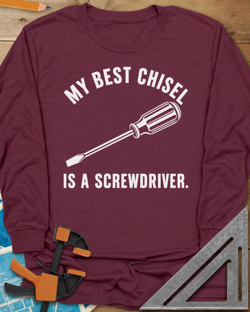 Chisel Screwdriver Long Sleeve Tee — maroon