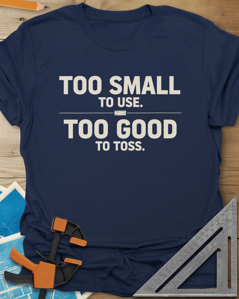 Too Small To Use Too Good To Toss Tee — navy
