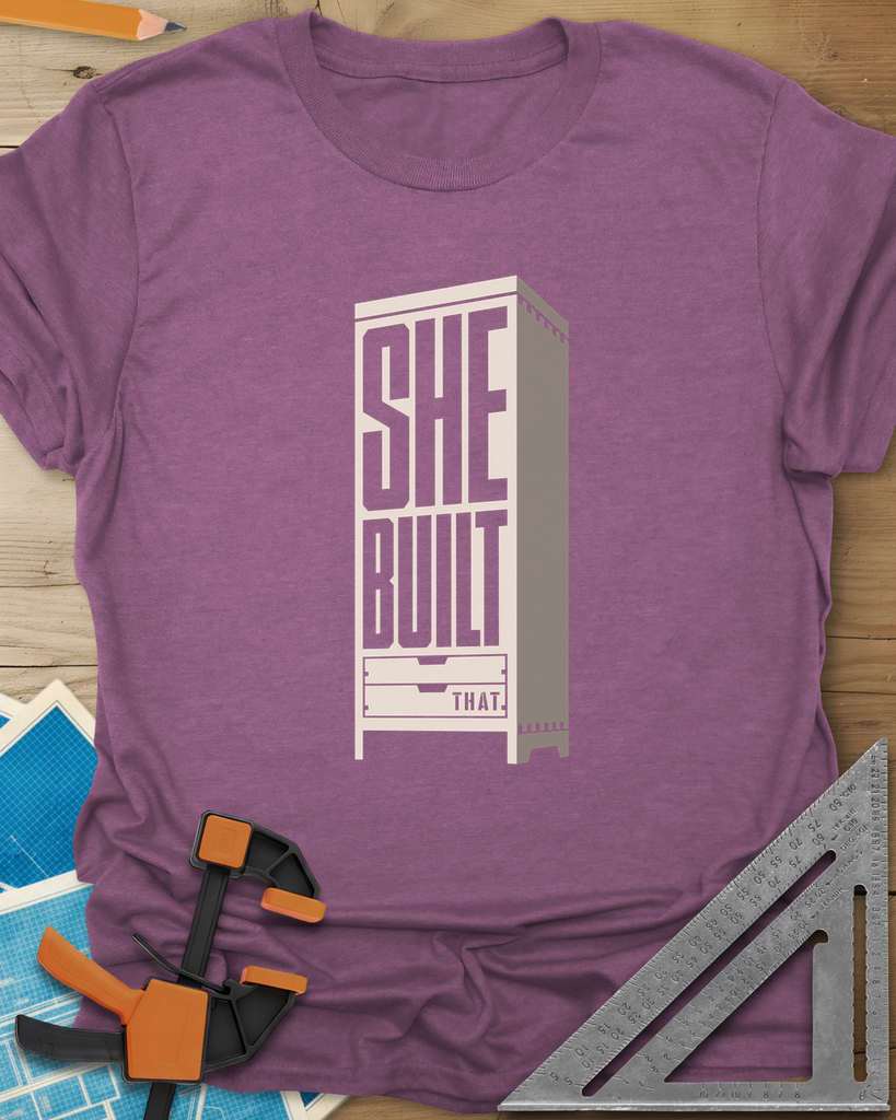 She Built Tee — heather_maroon