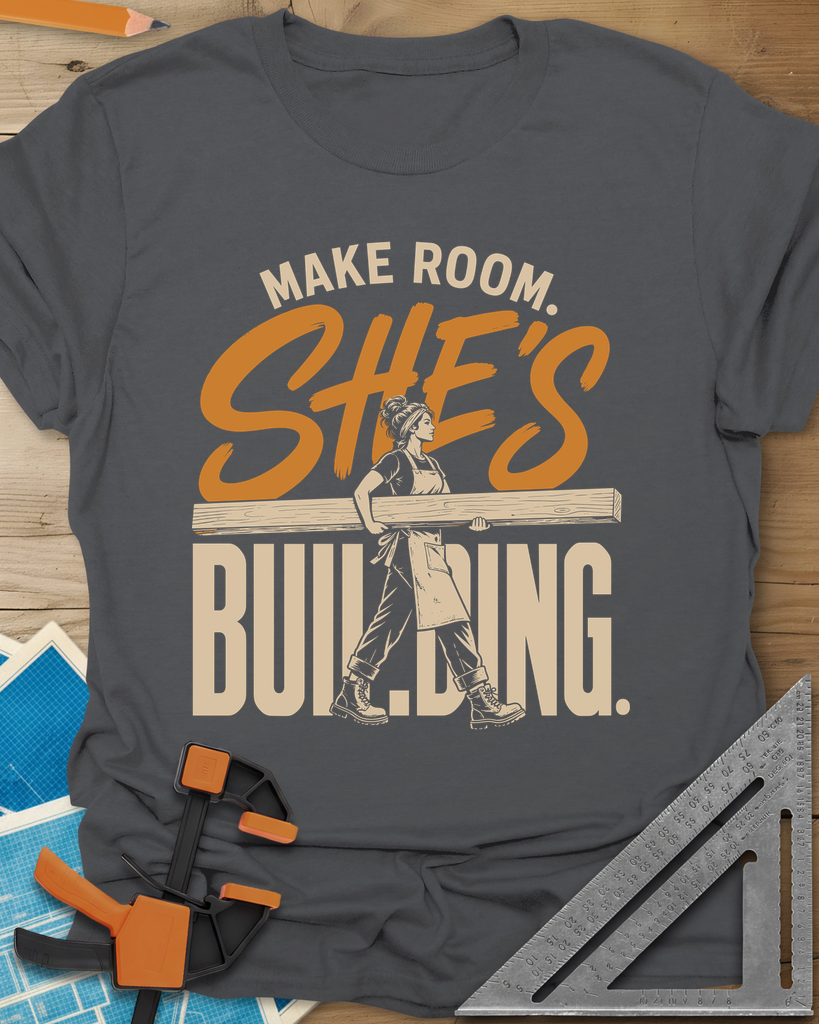 She'S Building Tee — charcoal