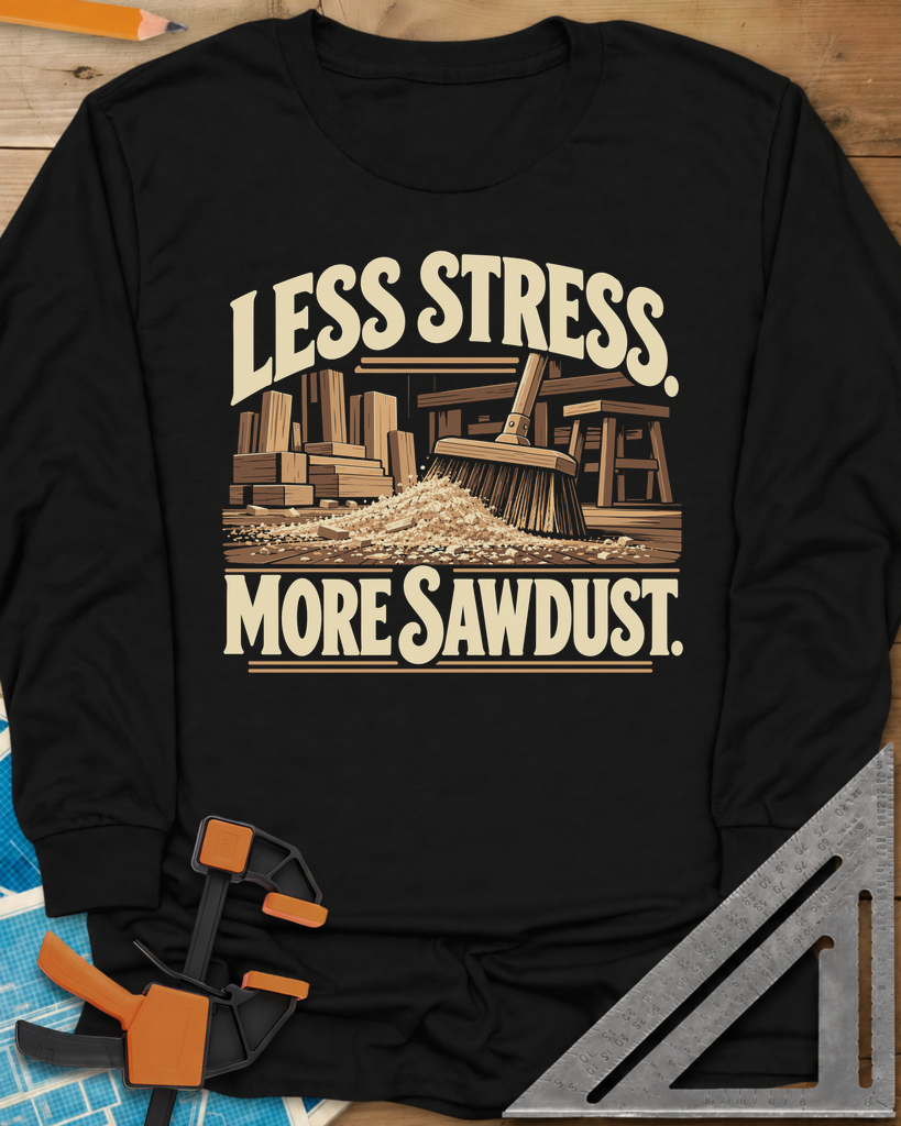Less Stress Long Sleeve Tee — black