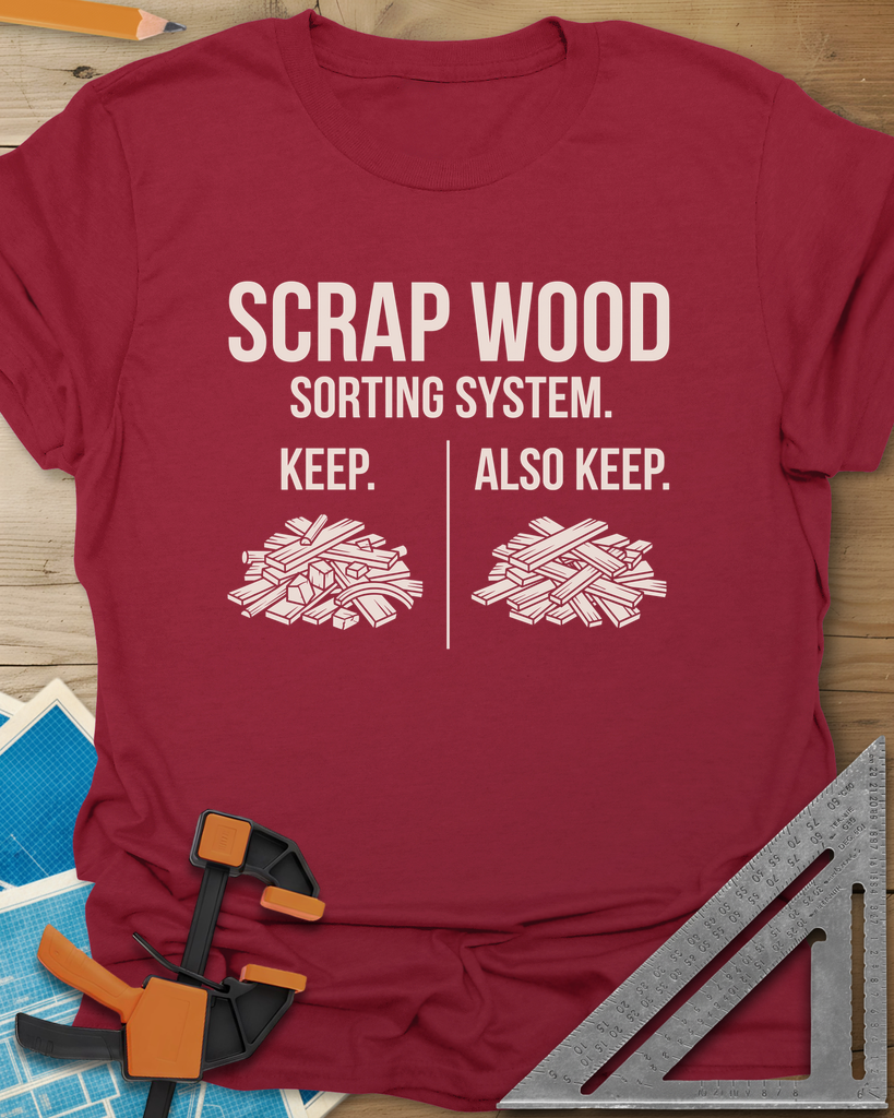 Scrap Wood Sorting System Tee — cardinal_red