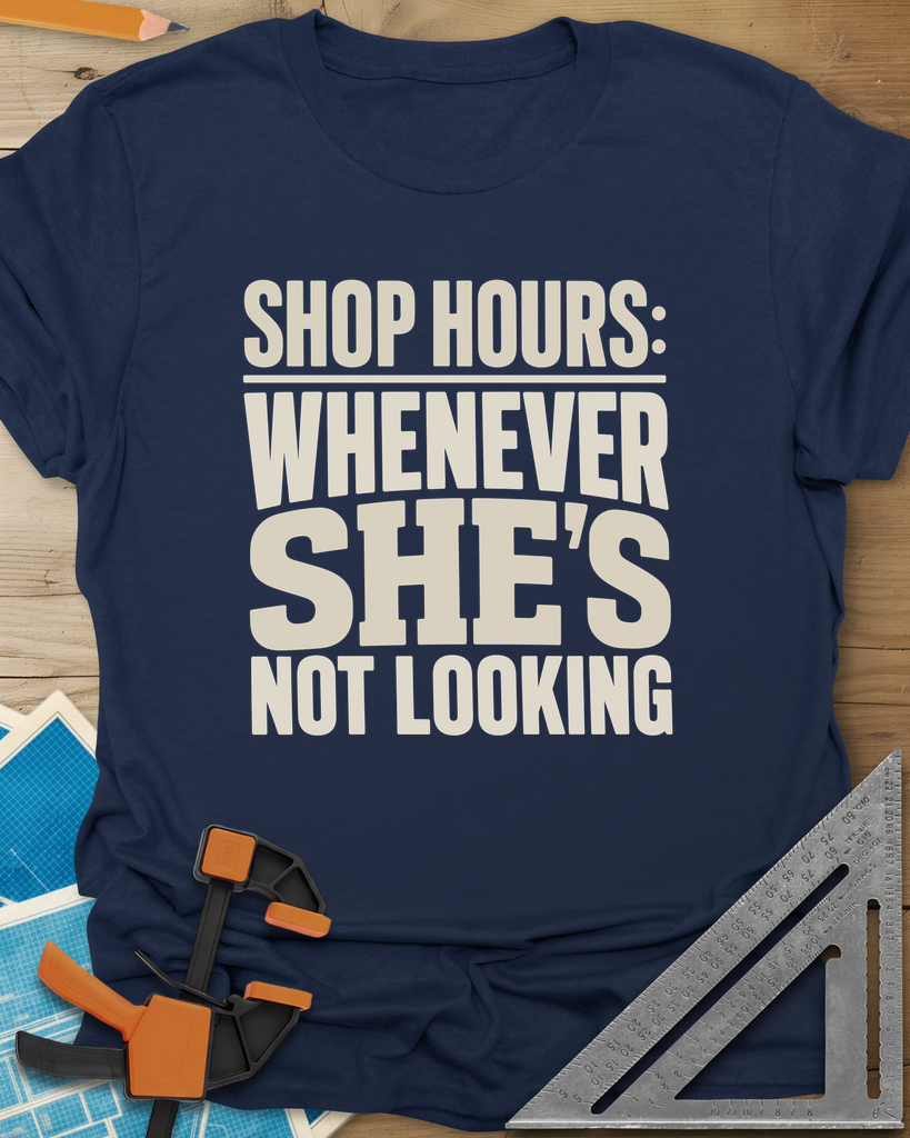 Shop Hours Tee — navy