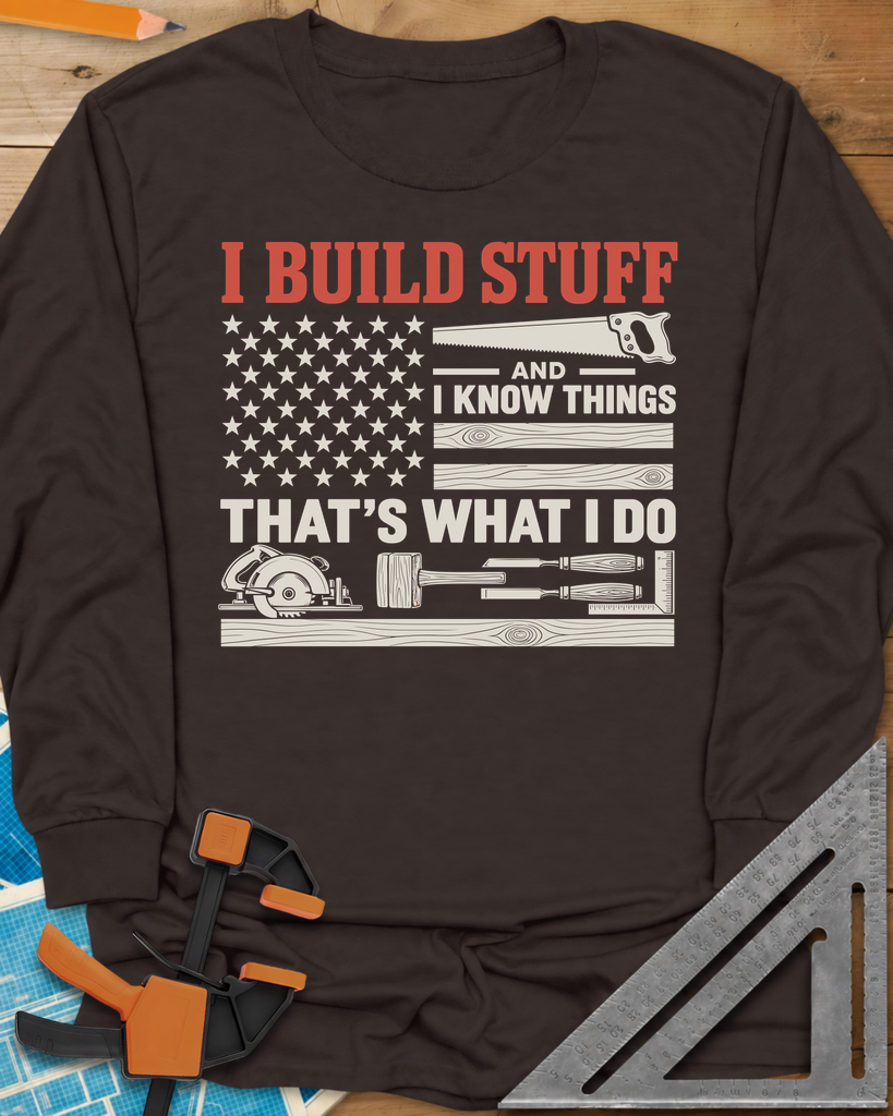 Build & Know Long Sleeve Tee — dark_chocolate
