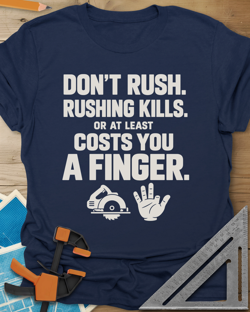 Rushing Kills Tee — navy