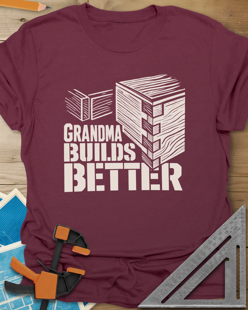 Grandma Builds Tee — maroon