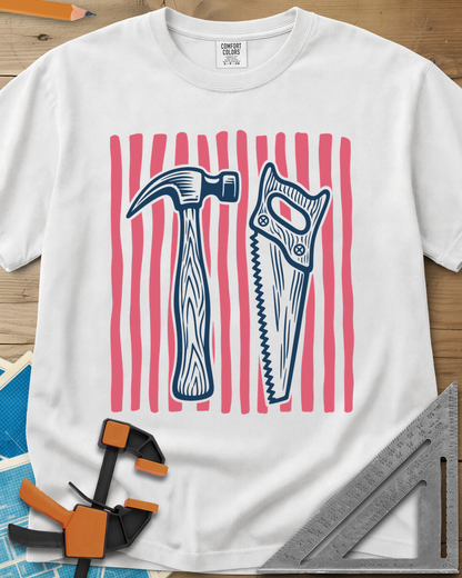 Hammer & Saw - Premium Heavyweight Tee — white