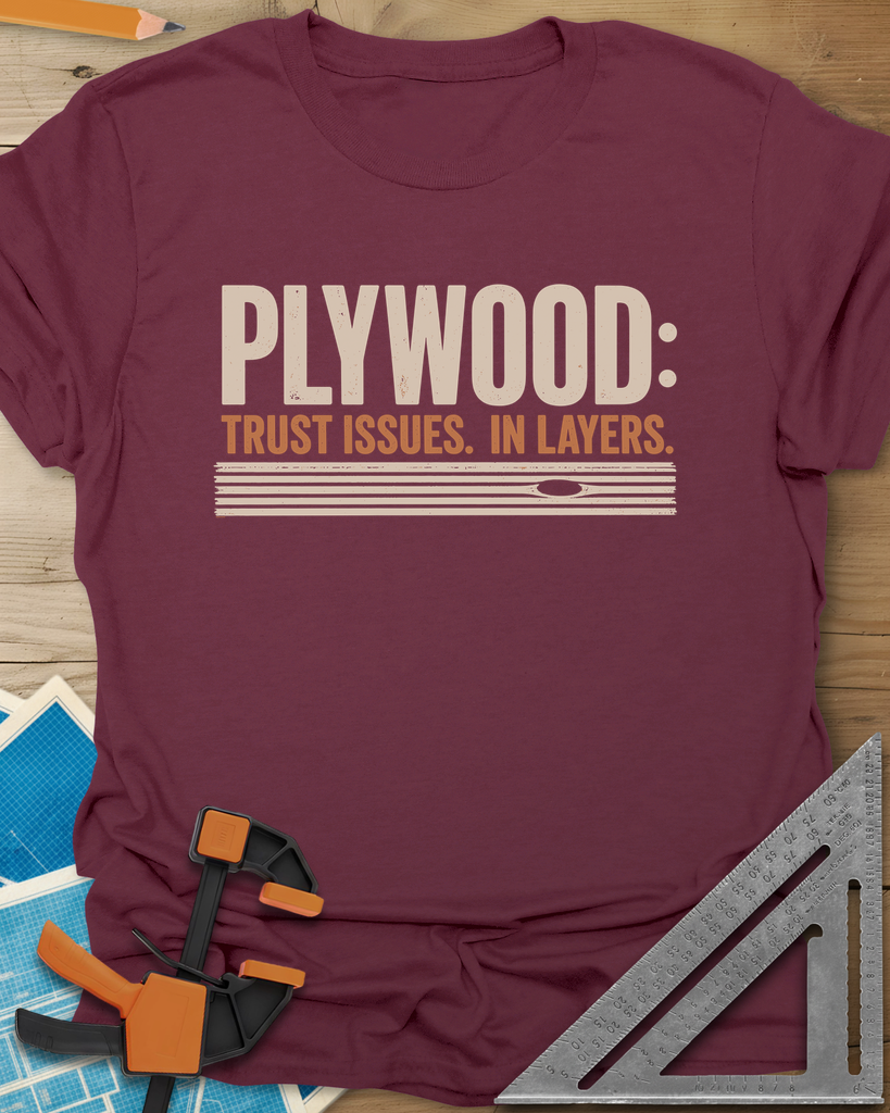 Plywood Trust Tee — maroon