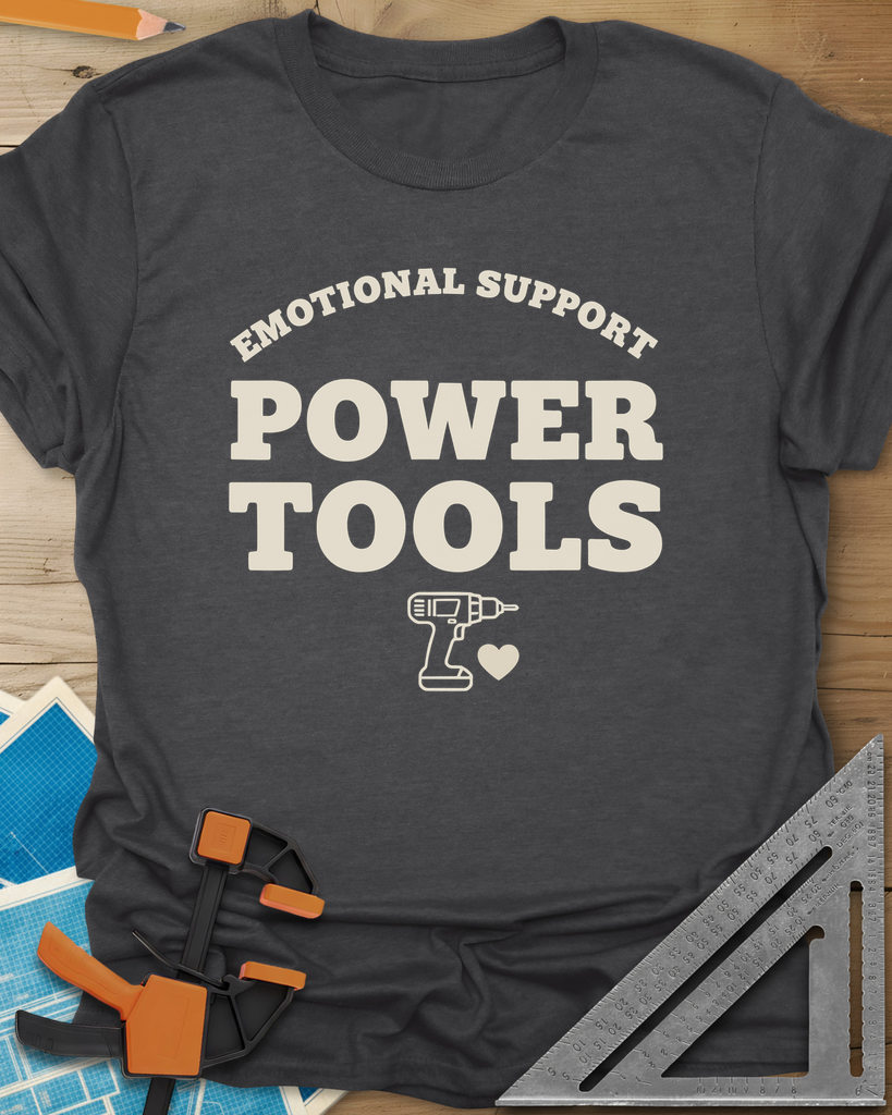 Emotional Support Power Tools Tee — dark_heather_grey